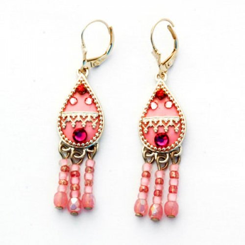 Pink Oriental Earrings by Ester Shahaf