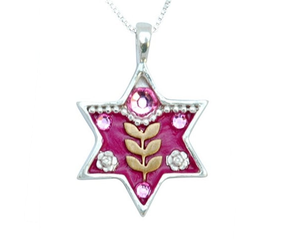 Pink Star of David Necklace by Ester Shahaf