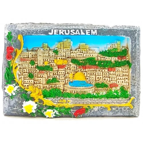 Polyresin Magnet - Framed Jerusalem and Dome of Rock