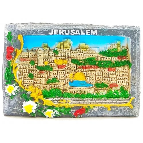 Polyresin Magnet - Framed Jerusalem and Dome of Rock