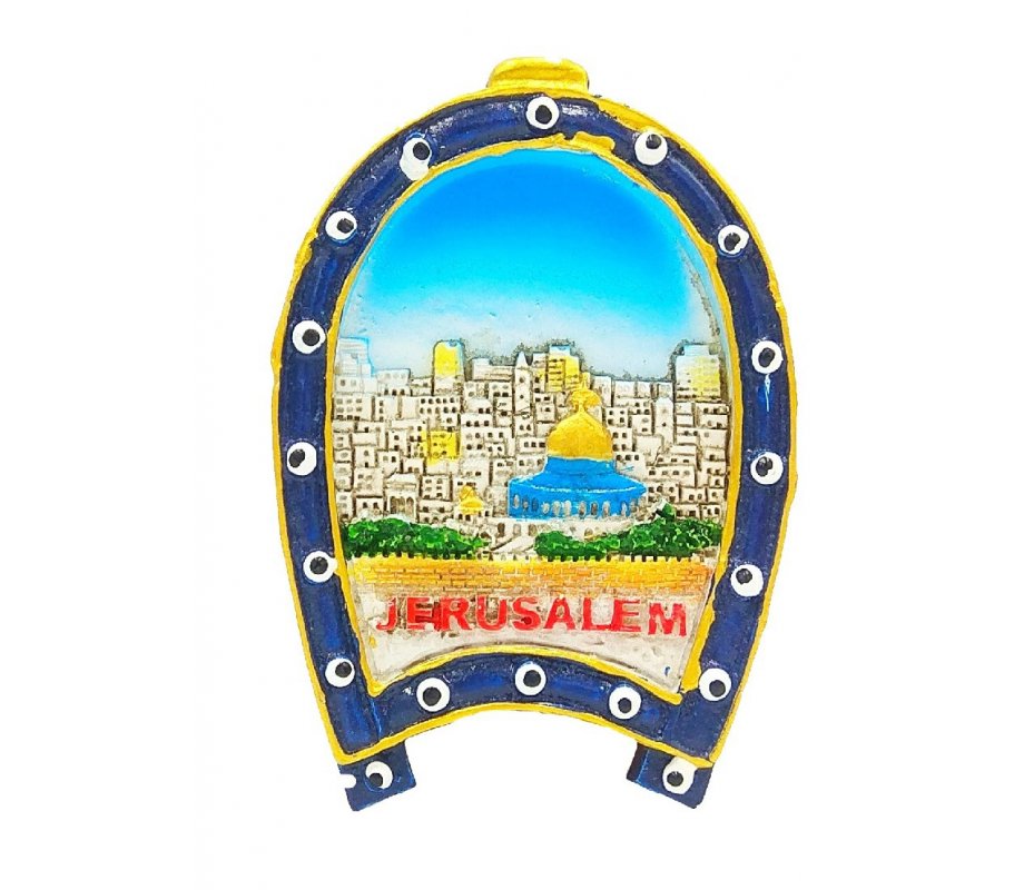 Polyresin Magnet - Jerusalem Views in Horseshoe Shape