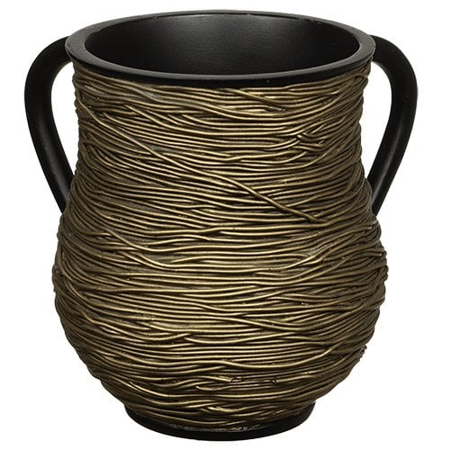 Polyresin Netilat Yadayim Wash Cup, String Design - Gold