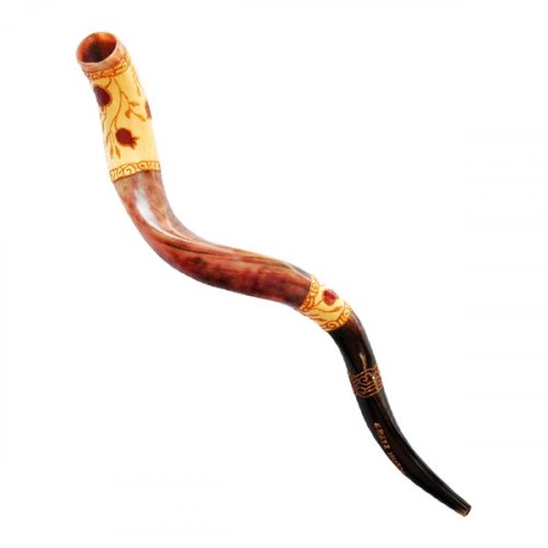 Pomegranate Design Yemenite Hand Painted Shofar