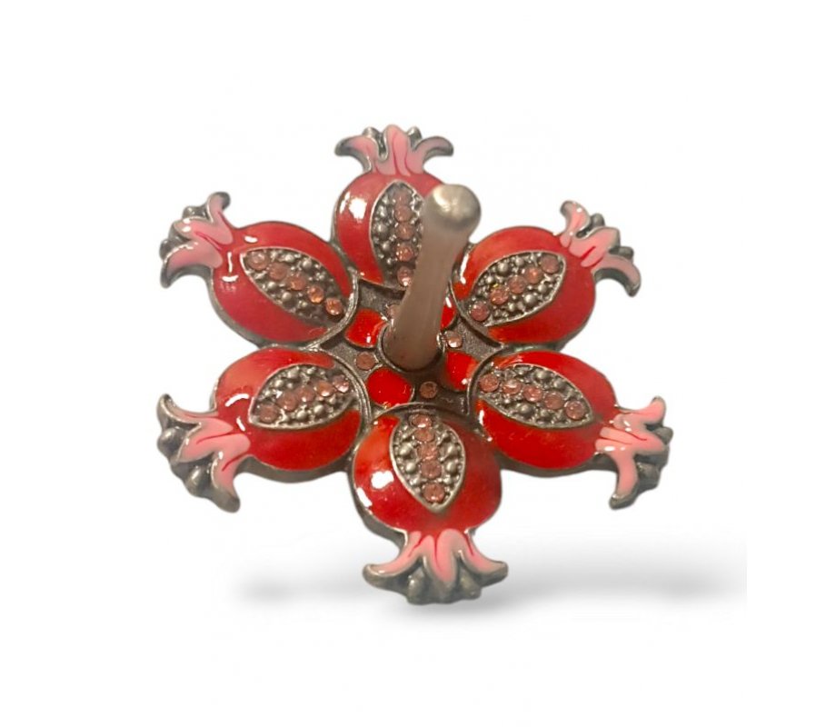 Pomegranate Shaped Metal Dreidel with Enamel - Choose Red or Blue