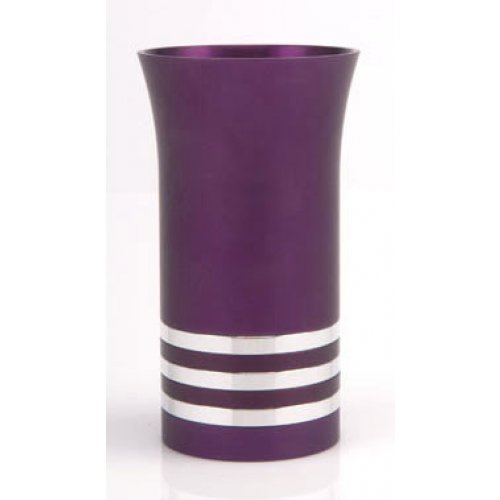 Purple Kiddush Cup with Silver Stripes by Agayof