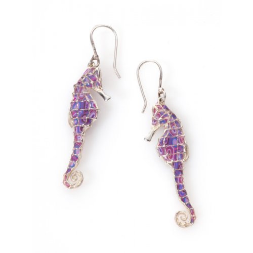 Purple Seahorse Earrings