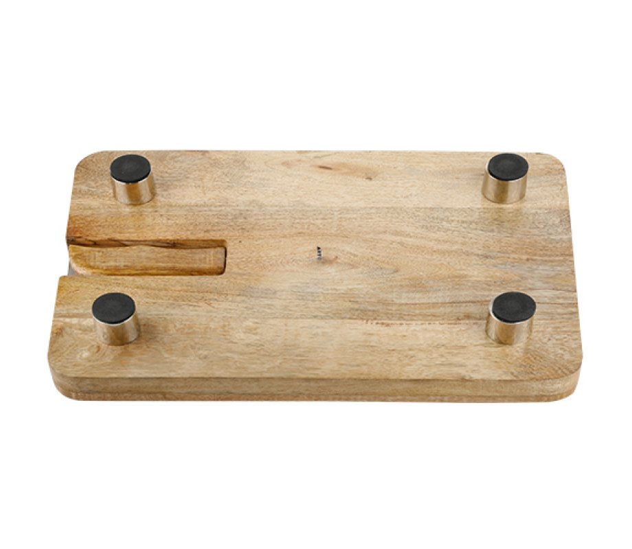 Raised Wood Challah Board with Light Gray Epoxy Curved Vein - Matching Knife