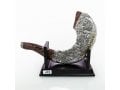 Rams Horn Replica on Stand - Silver Plated with Gold Tints and Jerusalem Images