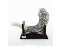 Rams Horn Replica on Stand - Silver Plated with Gold Tints and Jerusalem Images