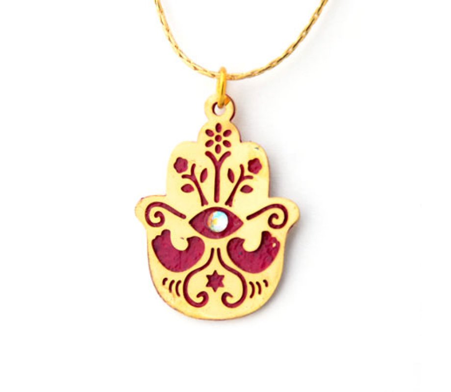 Red Hamsa Necklace to Ward off the Evil Eye by Ester Shahaf