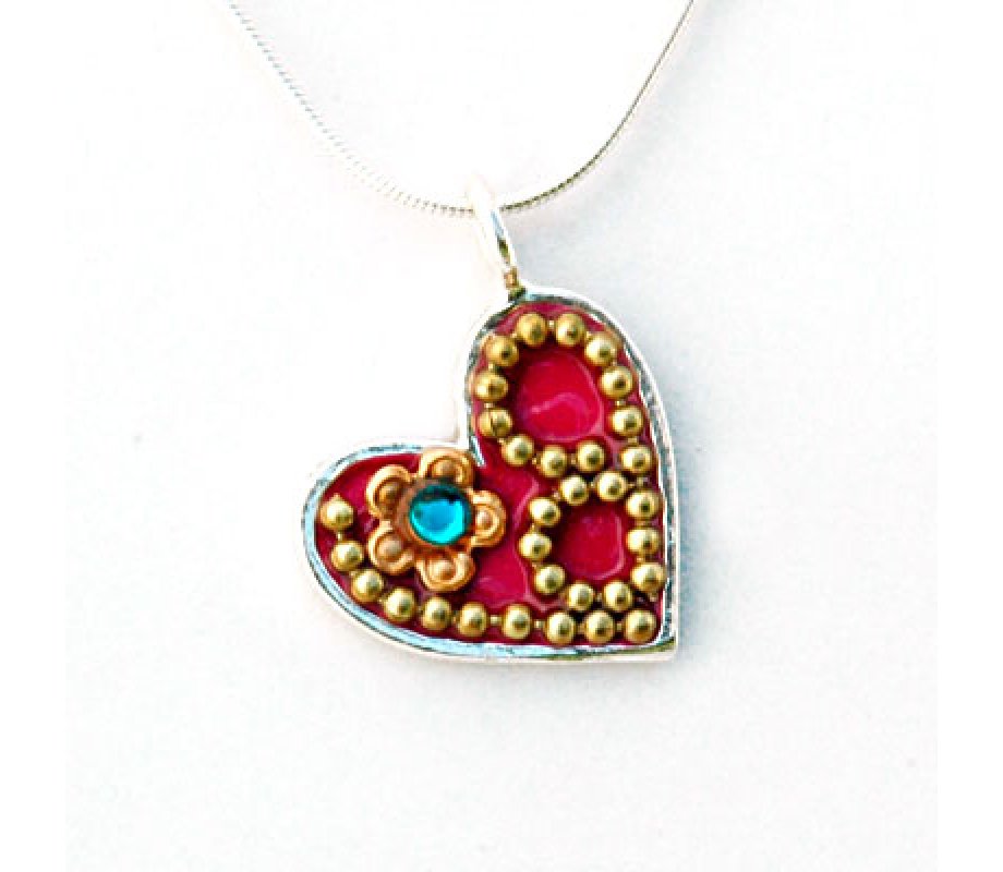 Red Heart in Silver by Ester Shahaf