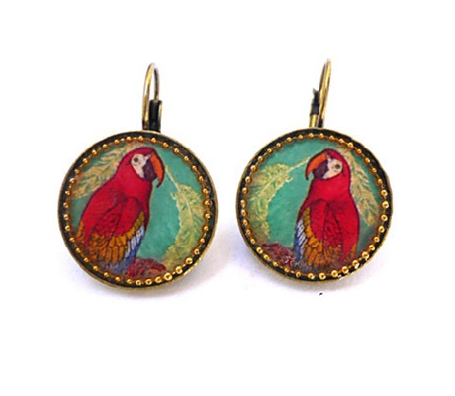 Red Parrot Earrings By Iris Design Ajudaica Red Parrot Earrings By Iris Design
