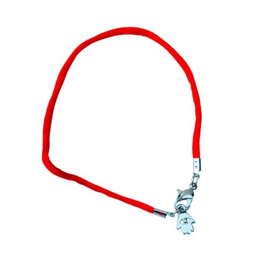 Red Thread Kabbalah Bracelet, Hamsa Charm - Silver