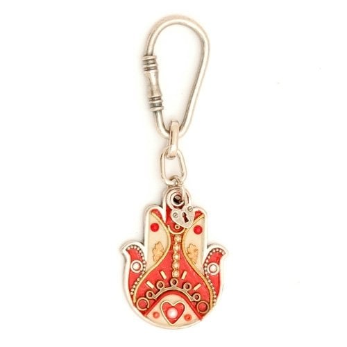 Red-Beige Hamsa Key Chain by Ester Shahaf