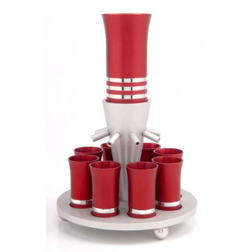 Red-Silver Anodized Aluminum Kiddush Fountain-Agayof