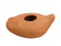 Replica of Ancient Biblical Clay Oil Lamp - Decorative Geometric Engravings