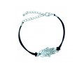 Rhodium Hamsa Bracelet on Leather Cord