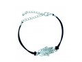 Rhodium Hamsa Bracelet on Leather Cord