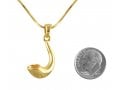 Rhodium Plated Pendant Necklace, Shofar Rams Horn - Gold