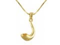 Rhodium Plated Pendant Necklace, Shofar Rams Horn - Gold