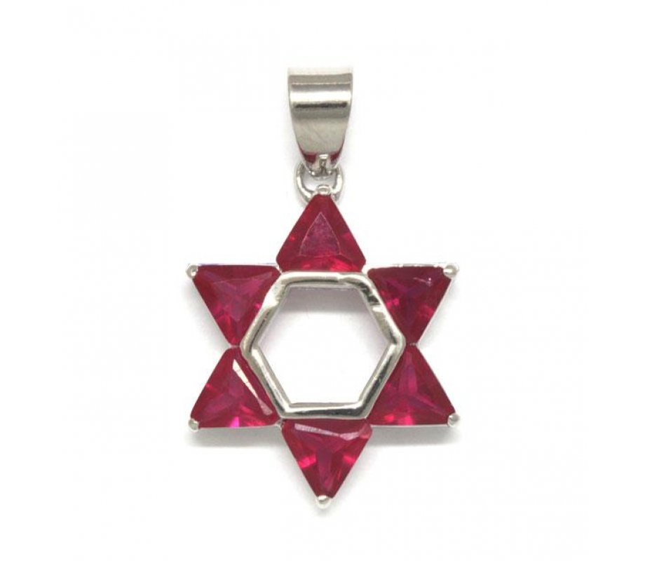 Silver Pendant with Dark Red Stone & Filigree Border (Jewelry Gifts)