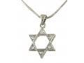 Rhodium Star of David Pendant Necklace - Colored Stones