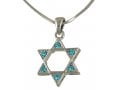 Rhodium Star of David Pendant Necklace - Colored Stones
