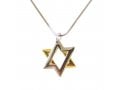 Rhodium Two tone 2 Layer Star of David Necklace