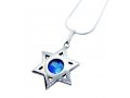 Roman Glass 925 Sterling Silver Necklace with Star of David Polished Finish