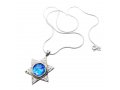 Roman Glass Hammered 925 Sterling Silver Necklace with Star of David