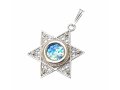 Roman Glass and Filigree Star of David Sterling Silver Pendant Necklace