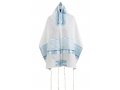 Ronit Gur Pastel Blue Floral Design Tallit Prayer Shawl Set with Bag and Kippah