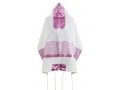 Ronit Gur Pink Flower Design Tallit Prayer Shawl Set With Bag and Kippah