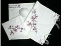 Ronit Gur White with Pink Pomegranate Matriarchs Tallit Set with Bag and Kippah