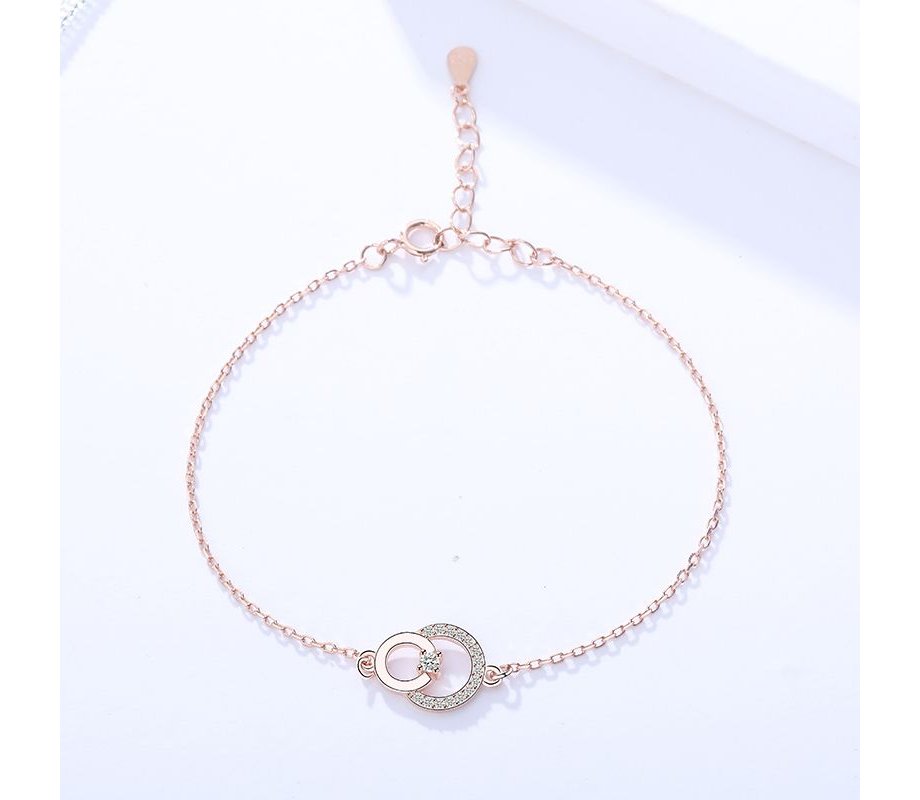 Rose Gold Plated Sterling Silver Bracelet - Circles Decoration