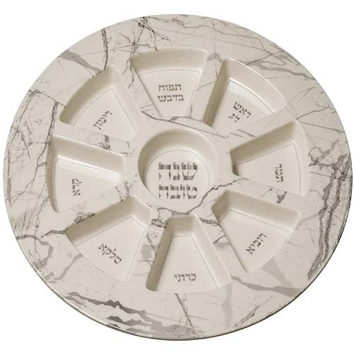 Rosh Hashanah Seder Plate, Marble Design - Bamboo Fiber