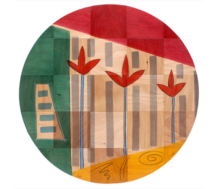 Round Floor Mat Sun Stems by Kakadu Art