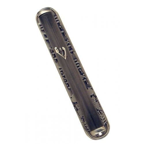 Round Pewter Blessing Mezuzah