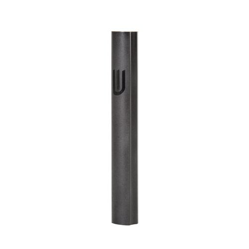 Rounded Black Aluminum Mezuzah Case with Side Channels - Choice of Lengths