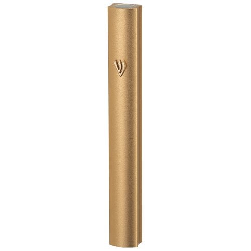 Rounded Gold Matte Aluminum Mezuzah Case with Side Channels - Various Sizes