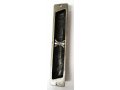 Rounded Mezuzah Case with Colorful Hoshen Breastplate and Menorah - Brown