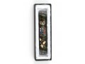 Rounded Mezuzah Case with Colorful Hoshen Breastplate and Menorah - Brown