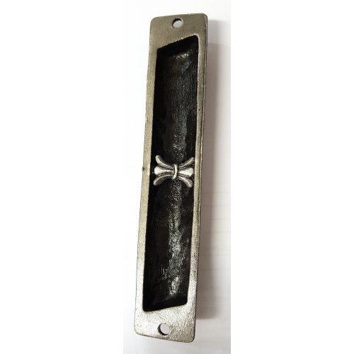 Rounded Mezuzah Case with Colorful Hoshen Breastplate and Menorah - Brown