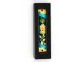 Rounded Mezuzah Case with Gleaming Breastplate and Menorah - Teal and Gold