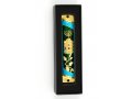 Rounded Mezuzah Case with Gleaming Breastplate and Menorah - Teal and Gold