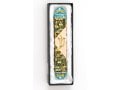 Rounded Mezuzah Case with Gleaming Jerusalem Images - Green, Blue and Cream