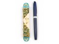 Rounded Mezuzah Case with Gleaming Jerusalem Images - Green, Blue and Cream