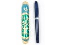 Rounded Mezuzah Case with Gleaming Tree of Life, Gold and Green - 5.3 Inches