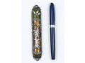 Rounded Mezuzah Case with Gleaming Tree of Life, Gold and Green - 5.5 Inches