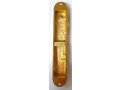 Rounded Mezuzah Case with Jerusalem Images, Menorah & Star of David - Blue Green